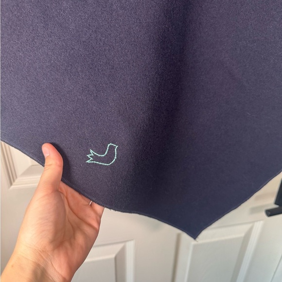 NWT Matyo Designs Handmade Cape Poncho Navy Felt Cowlneck Embrioded One Size - Picture 2 of 10